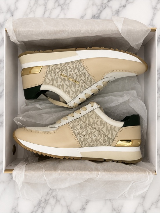 Michael Kors Shoes - Michael Kors Allie Trainer Sneakers Vanilla MK Logo/Gold/Green | Women’s Size 7